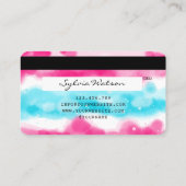 Girly Blue Sky Ocean Pink Waterverf Credit Kaart Visitekaartje (Achterkant)