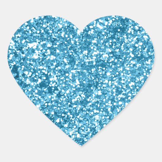 Girly Blue Sparkle Glitter Look Hart Sticker (Voorkant)