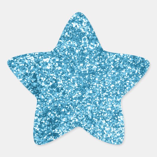 Girly Blue Sparkle Glitter Look Ster Sticker (Voorkant)