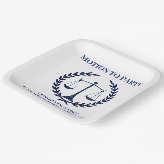 Girly Blue Sparkle Law School Afstuderen Papieren Bordje