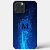 Girly Blue Sparkly Monogram Case-Mate iPhone Case (Achterkant)