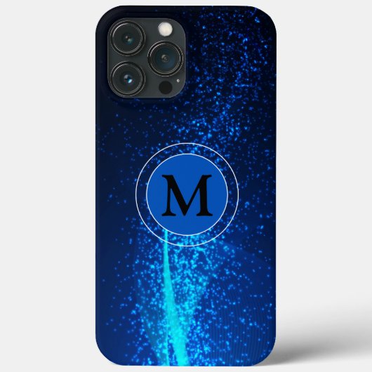 Girly Blue Sparkly Monogram Case-Mate iPhone Case (Achterkant)