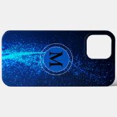 Girly Blue Sparkly Monogram Case-Mate iPhone Case (Achterkant (horizontaal))