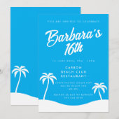 Girly Blue Summer Beach Palm 16e verjaardag Kaart (Voorkant / Achterkant)