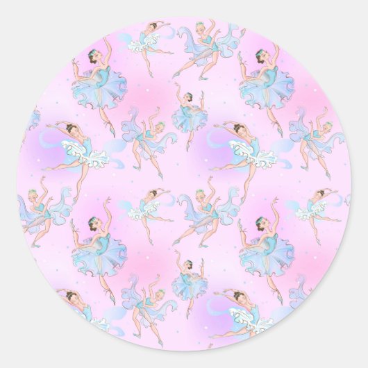 Girly Blue Tutu Ballerinas Pink Classic Ronde Sticker (Voorkant)