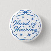 Girly Blue Whimsical Doodle Bow Hard of Hearing Ronde Button 3,2 Cm (Voorkant)