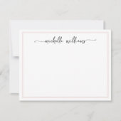 Girly Blush Border Stijlvol Kalligrafie Script Notitiekaartje (Voorkant)