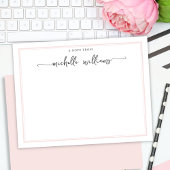 Girly Blush Border Stijlvol Kalligrafie Script Notitiekaartje