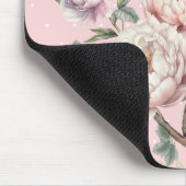 Girly Blush Cream Pioen Bloemen Monogram Muismat (Hoek)