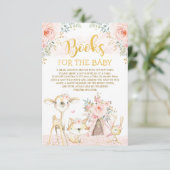 Girly Blush Floral Woodland Animals Boeken voor Ba Informatiekaartje (Staand voorkant)