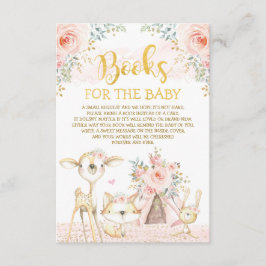 Girly Blush Floral Woodland Animals Boeken voor Ba Informatiekaartje