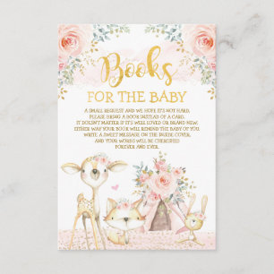 Girly Blush Floral Woodland Animals Boeken voor Ba Informatiekaartje