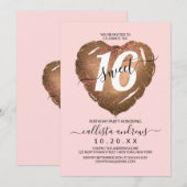 Girly Blush Gold Glitter Heart Ballon Sweet 16 Kaart (Voorkant / Achterkant)