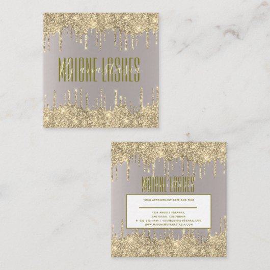 Girly Blush Gold Glittery Drift Artist Makeup SPA Vierkante Visitekaartje (Voorkant / Achterkant)