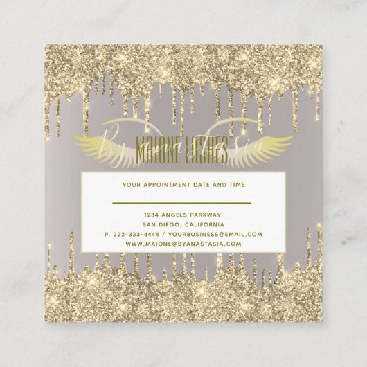 Girly Blush Goud Glit Eye Drips Artist Make-up SPA Vierkante Visitekaartje (Achterkant)