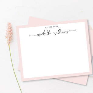 Girly Blush legant Calligraphy Script Note van Notitiekaartje