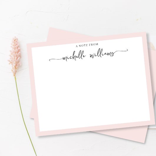 Girly Blush legant Calligraphy Script Note van Notitiekaartje