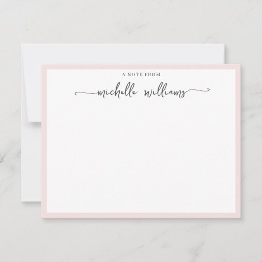 Girly Blush legant Calligraphy Script Note van Notitiekaartje (Voorkant)