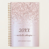 Girly Blush Metal Roos Gold Glitter Monogram 2023 Planner (Voorkant)