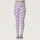 Girly Blush Paarse Violet Flower Garden Doodle Leggings (Voorkant)