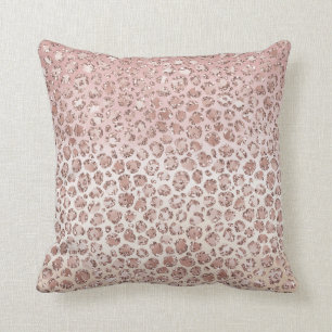 Girly Blush Peach Cream Leopard Print Glitter Kussen