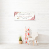 Girly Blush Pink Agate Gold Glitter Afstuderen Spandoek (Insitu)