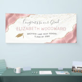 Girly Blush Pink Agate Gold Glitter Afstuderen Spandoek (Beurs)
