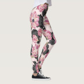 Girly Blush Pink and Black Waterverf Flowers Leggings (Rechts)