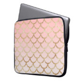 Girly Blush Pink and Gold Mermaid Glitter Sparkles Laptop Sleeve (Voorkant Links)