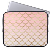 Girly Blush Pink and Gold Mermaid Glitter Sparkles Laptop Sleeve (Voorkant)