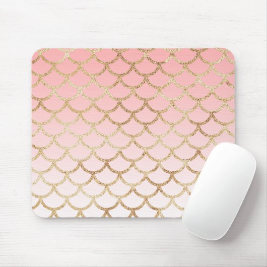 Girly Blush Pink and Gold Mermaid Glitter Sparkles Muismat (Met muis)