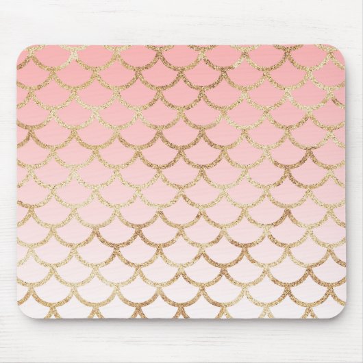 Girly Blush Pink and Gold Mermaid Glitter Sparkles Muismat (Voorkant)