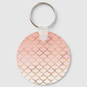 Girly Blush Pink and Gold Mermaid Glitter Sparkles Sleutelhanger
