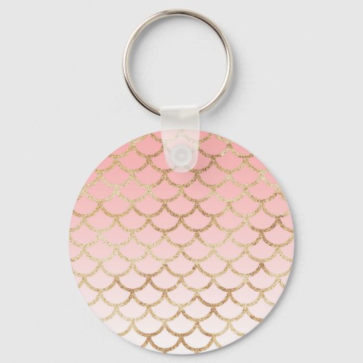 Girly Blush Pink and Gold Mermaid Glitter Sparkles Sleutelhanger (Voorkant)