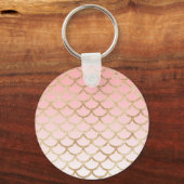 Girly Blush Pink and Gold Mermaid Glitter Sparkles Sleutelhanger (Voorkant)