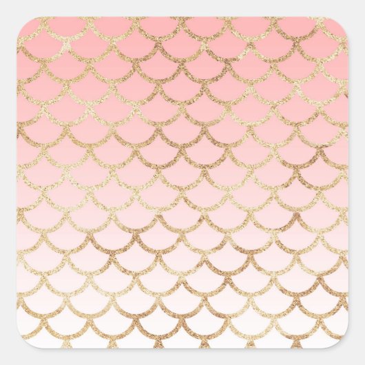Girly Blush Pink and Gold Mermaid Glitter Sparkles Vierkante Sticker (Voorkant)