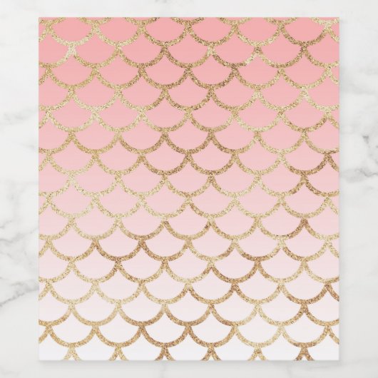 Girly Blush Pink and Gold Mermaid Glitter Sparkles Wijn Etiket (Enkel label)