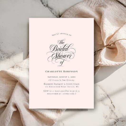 Girly Blush Pink Boho Wedding Script Vrijgezellenf Kaart
