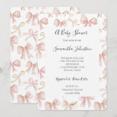 Girly Blush Pink Bows Chic Baby shower Kaart (Voorkant / Achterkant)