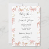 Girly Blush Pink Bows Chic Baby shower Kaart (Voorkant)