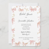 Girly Blush Pink Bows Vrijgezellenfeest Kaart (Voorkant)