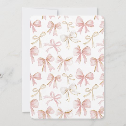 Girly Blush Pink Bows Wedding Kaart (Achterkant)