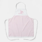 Girly Blush Pink Butterfly Monogram Gingham contro Schort (Voorkant)
