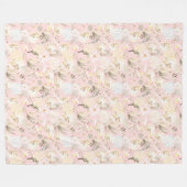 Girly Blush Pink Cream White Floral Fleece Deken (Voorkant (Horizontaal))