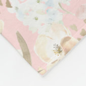 Girly Blush Pink Cream White Floral Fleece Deken (Hoek)