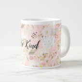 Girly Blush Pink Cream White Floral Grote Koffiekop (Voorkant rechts)