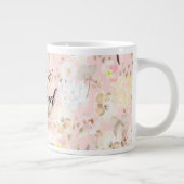 Girly Blush Pink Cream White Floral Grote Koffiekop (Rechts)