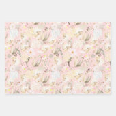 Girly Blush Pink Cream White Floral Inpakpapier Vel (Voorkant)