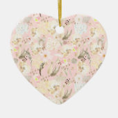 Girly Blush Pink Cream White Floral Keramisch Ornament (Voorkant)
