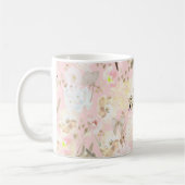 Girly Blush Pink Cream White Floral Koffiemok (Links)